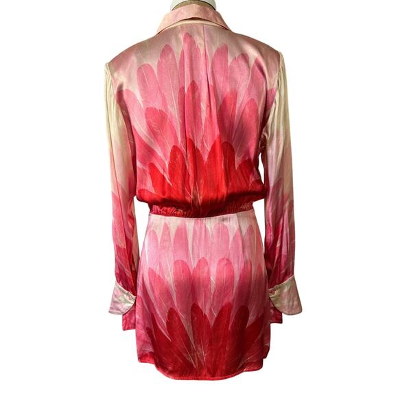 Alexis Vento Dress in Red Feather Revolve Size Medium NWOT Satin Mini Shirtdress - Picture 5 of 14